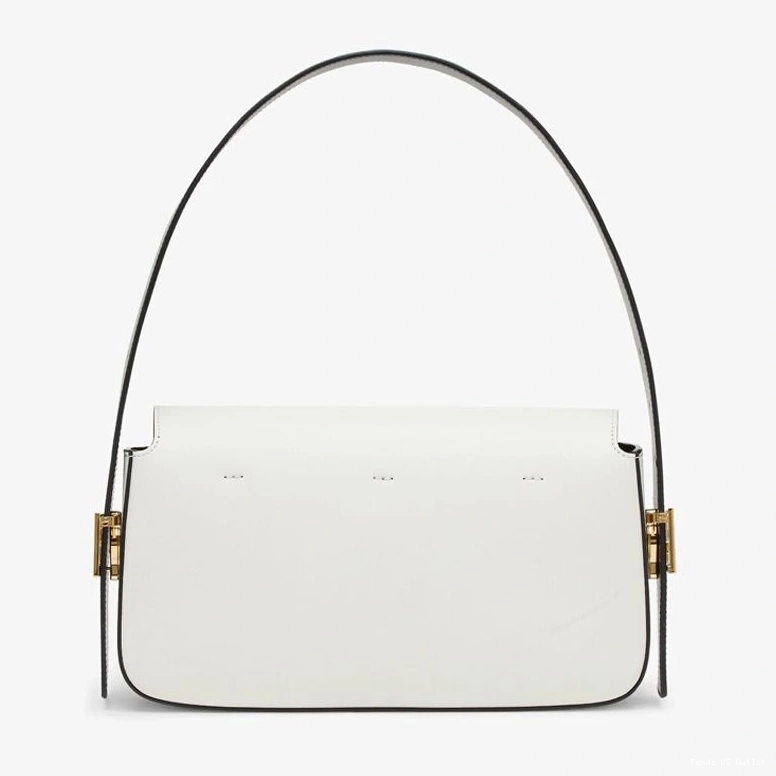 Cheap HOT Fendi Leather Bag In White Baguette Nappa Medium Twist 0807